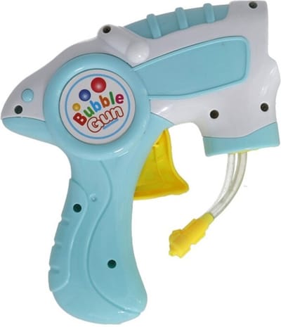 Bellenblaas speelgoed pistool - met vullingen - lichtblauw - 15 cm - plastic - bellen blazen - buiten/fun/verjaardag