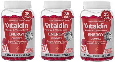 Energie Gummies Vitaldin Kersensmaak 3 stuks met ginseng, taurine en cafeïne