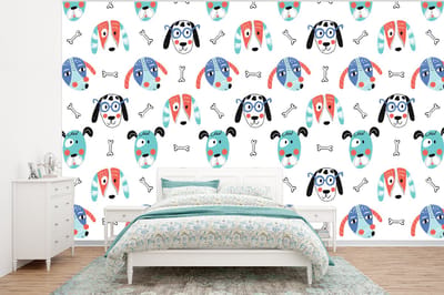 Behang - Fotobehang Jongens - Patronen - Hond - Breedte 320 cm x hoogte 240 cm