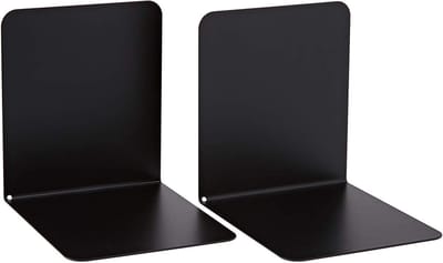 Metalen Boekensteunen - Stabiele Steunen - Boeken Organiseren - Afgeronde Hoeken - 130 x 140 mm - Zwart