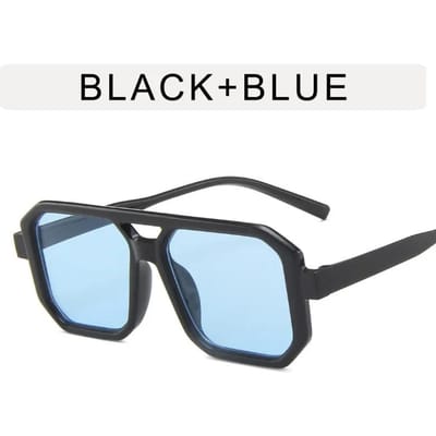 Lunettes de soleil rétro à double pont pour femme Style carré Monture petite Simplicité Tendance Lunettes de soleil dégradées Lunettes noires classiques pour homme As Picture
