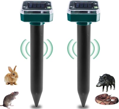 2-pack Solar Mollenverjagers – Ultrasone Mollen- & Woelmuizenverjagers op Zonne-energie – IP65 Waterdichte Dierenverjagers voor Tuin & Gazon (Gophers, Slangen)