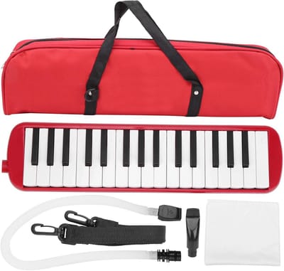 32 Toetsen Melodica Keyboard in Zwart met Mondstuk en Draagtas