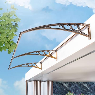 Voordeur Afdak - Deurluifel Overkapping - Huis Beschermen - UV-Bescherming Warmteafvoer - 60x310cm - Transparant Goud