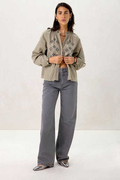 Sissy-Boy - Grijze high waist wide leg jeans