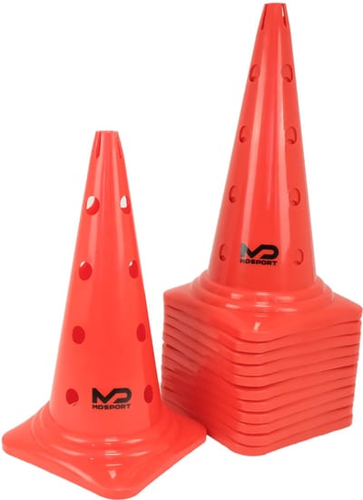 MDsport - Multifunctionele afbakenkegel rood - 50 cm - Set van 12 - Multifunctionele pion - Pion