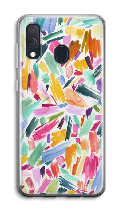 Case Company® - Hoesje geschikt voor Samsung Galaxy A40 hoesje - Watercolor Brushstrokes - Soft Cover Telefoonhoesje - Bescherming aan alle Kanten en Schermrand