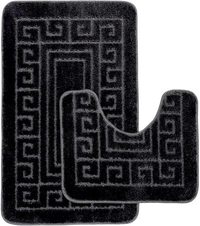 Cliste Badmat Set Met Toiletmat Antislip – Douchemat – Badmat Badkamer – Vloermat – Badmat set wc mat – Badmat set antislip - Grijs - 50x80 cm + 50x40 cm