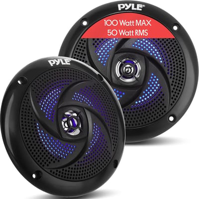 Waterproof Outdoor Speakers - Marine Audio - Waterpret Vergroten - Ingebouwde LED Verlichting - 4 Inch Formaat - Zwart