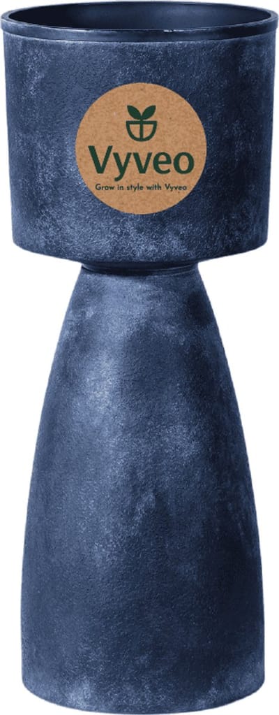 Vyveo - Bloempot Pillar - 27x67 - Donkergrijs (Retro) - Bloempot voor binnen en buiten - Lichtgewicht - Breukbestendig - Vorstbestendig - UV-bestendig