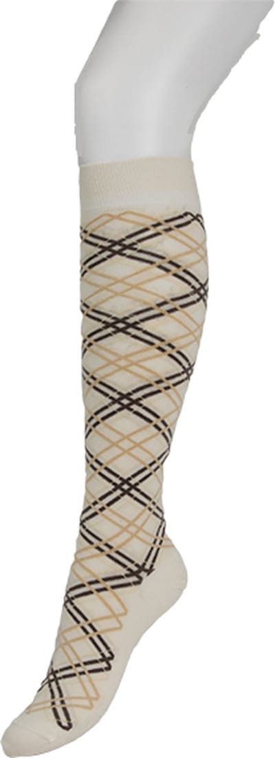 Bonnie Doon Kniekous met Tartan Ruiten Katoen Kleur Butter Creme Maat 36/42 Gladde Teennaad - Ruiten - MultiColor - Comfort - Warm - Stijlfol - Modern - Voorgewassen - Tartan - Vlakke Teennaad - Kniesokken - Butter Cream - BP241502.604