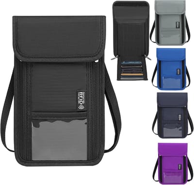RFID Bescherming Heuptas voor Reizen, Unisex Paspoort Organiser, Zwarte Documententas