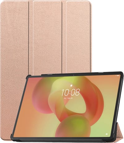Hoesje - Geschikt voor Lenovo Idea Tab Pro - Dun & Stevig - Trifold Bookcase - Hard Cover - Hardcover Book Case - Tablet Hoes - Rosé goud