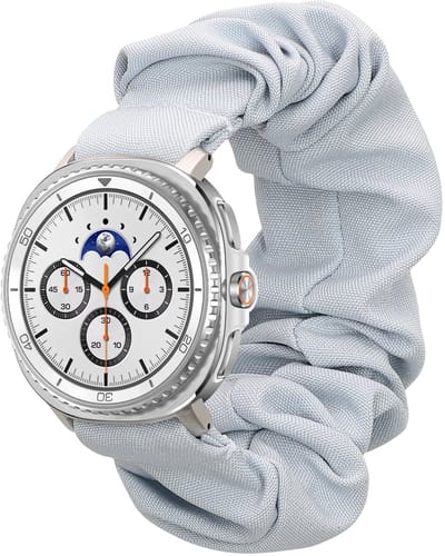 kwmobile elastisch bandje voor smartwatch - Compatibel met Samsung Galaxy Watch 8 / Galaxy Watch 8 Classic 46mm - Horlogebandje van katoen - In lichtblauw