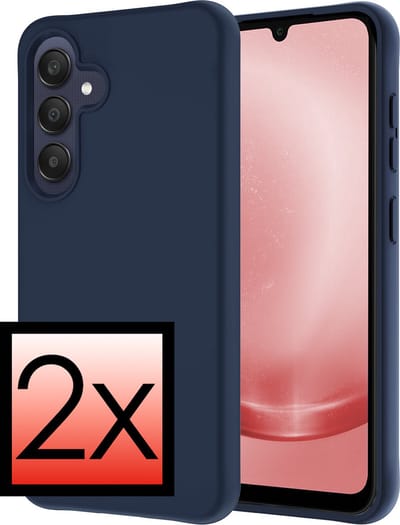 Hoesje - 2 Stuks - Geschikt voor Samsung Galaxy A25 - Sterk & Shockproof - Case Siliconen - Back Cover - Telefoon Hoes - Donkerblauw