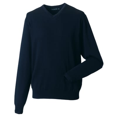 Russell Collectie Heren V-Hals Gebreide Trui (Franse marine)
