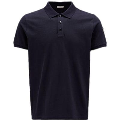 Moncler FW22 Effen Logo Korte Mouw Polo Shirt Heren tops H20918A705108455677X M black