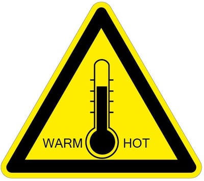Waarschuwingssticker hoge temperaturen warm/hot 50 mm - 10 stuks per kaart
