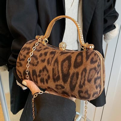 Petit sac imprimé léopard pour femmes Nouveau style européen et américain Mode Rétro Sac à main bandoulière pour femmes Sac de soirée brown