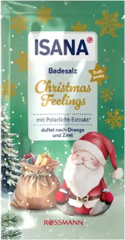 Kerst Badschuim Christmas Feeling - Isana | 1x 80g - Sinaasappel & Kaneel | Winter Badzout met Natuurlijk Zeezout - Limited Edition 2025
