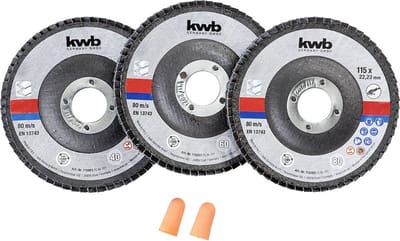 KWB slijpset Ø 115 mm - 3x slijpmop + gehoorbeschermers - In cassette - 712062
