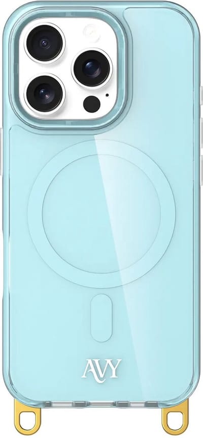 AVY Hoesje geschikt voor Apple iPhone 16 Pro | Compatibel met MagSafe | Back Cover | Haakjes voor koord | Blauw