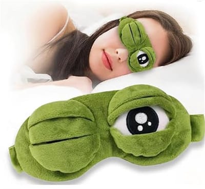 Zijden Slaapmasker Kikker Ontwerp – Lichtdicht Oogmasker tegen Wallen & Donkere Kringen – Comfortabel & Draagbaar – Ideaal voor Reizen en Dagelijks Gebruik