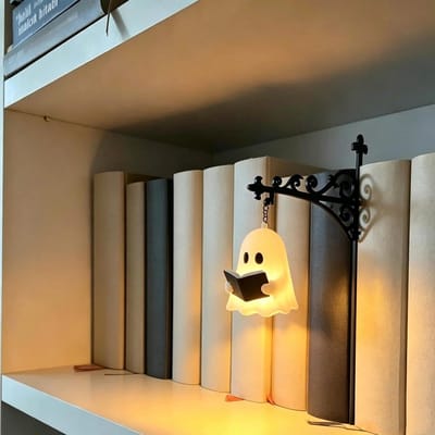 Namajunas - Boekensteun metaal - Bibliotheeklantaarn - Decoratieve boekenplankverlichting - Boekenkast leeslampjes voor boekenwurmen - Boekenlegger - Antieke LED-boekenhoeklamp - Uniek cadeau voor boekenliefhebbers - Spookmodel