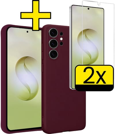 Hoesje - Met 2x Screenprotector - Geschikt voor Samsung Galaxy S26 Ultra - Sterk & Shockproof - Back Cover - Siliconen Case - Telefoon Hoes - Telefoonhoesjes - Aubergine