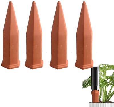 Terracotta Watergeefkegels voor Planten - Zelfwaterend Systeem voor Binnen- en Buitengebruik - 4 Stuks