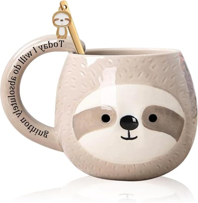 Schattige Sloth Koffiemok - Leuke Theemok met Dierenkop, Cartoon 3D Keramisch Drinkgerei voor Sloth Fans, Grappige Cadeaus voor Vrouwen en Mannen, Verjaardag en Kerstcadeaus