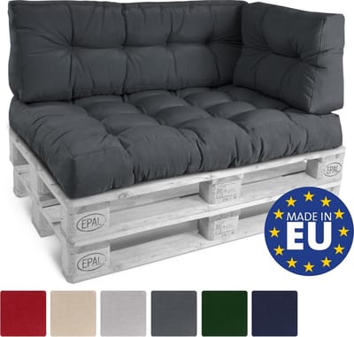 Beautissu Style – Palletkussen Rugkussen Graphiet Grijs 120x40 cm voor Palletbank – Matraskussen Kwaliteit