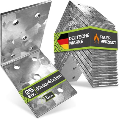25x Sterke RVS Hoekijzers 60x60x40mm - L-Beugels voor Zware Belasting - Tafelpoten & Meubelverbindingen