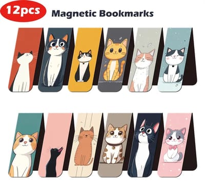 12x Magnetische Boekenleggers – Schattige Katten Designs – Voor Boeken & Planners