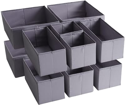Unyqoos ® Luxe Donkergrijze Lade-Organizer Set van 12 Voor Kledingkast en Badkameropslag