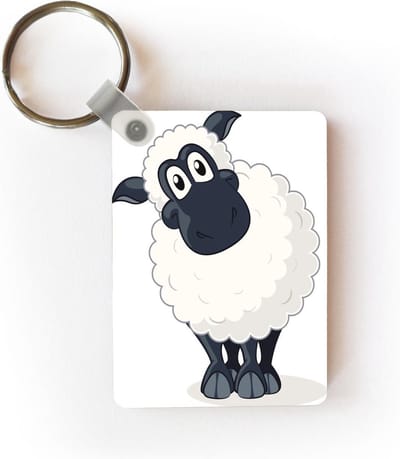 Sleutelhanger - Een illustratie van een schaap op een witte achtergrond - Uitdeelcadeautjes - Plastic