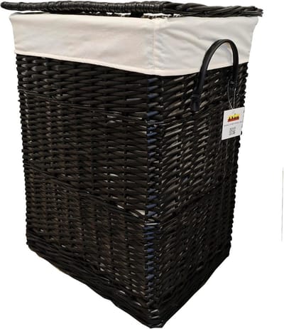 Wasmand - Kledingmand - Kleding Opslag - Afneembare Deksel - 48 x 36 x 62 cm - Zwart