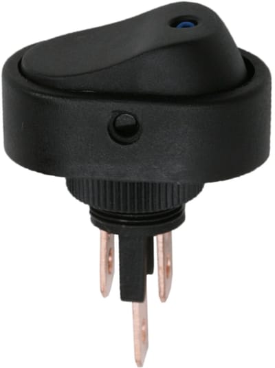 5x Verlichte Wipschakelaar SPST ON-OFF - Rocker Switch 12V DC 20A - Inbouw Schakelaar Met Blauwe LED Indicatie Voor Voertuigen En Bedieningspanelen - Montagegat 12,5mm - Aansluitingen 6,3mm - Verkoopeenheid 5 Stuks [09047KE]