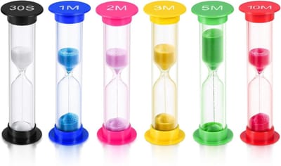 Zandloper Set van 6 - 30 seconden, 1, 2, 3, 5 en 10 minuten - Kinder Zandloper Zandlopers Kinderkamer Sand Timer Kleurrijk Tandpoetsen
