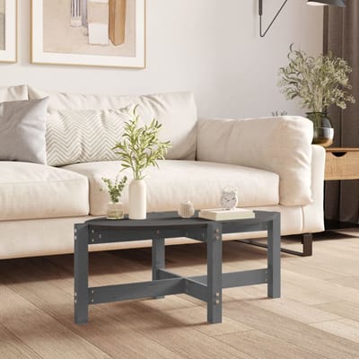 vidaXL - Salontafel - 87x48x35 - cm - massief - grenenhout - grijs