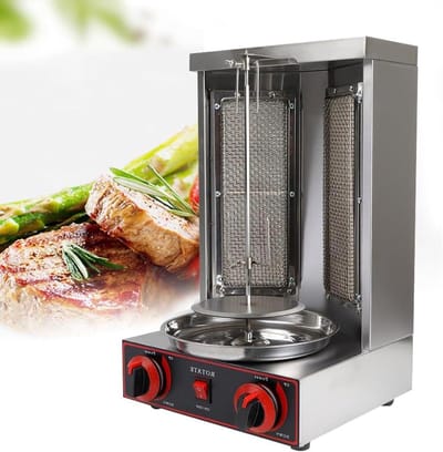 Verticale Grill - Draaiende Grill - Vlees Bereiden - Roestvrij Staal - 48 cm Hoog - Zilver
