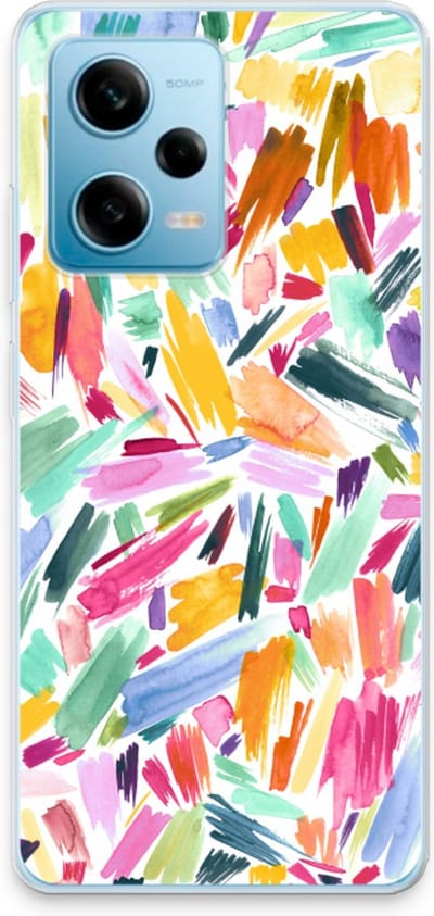 Case Company® - Hoesje geschikt voor Xiaomi Redmi Note 12 Pro 5G hoesje - Watercolor Brushstrokes - Soft Cover Telefoonhoesje - Bescherming aan alle Kanten en Schermrand