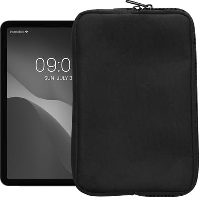 kwmobile universele tablet hoes geschikt voor 8"-8,4" Tablet hoesje - Stoffen cover voor tablets 21,8 x 13,7 cm - Tablet sleeve met rits - In zwart
