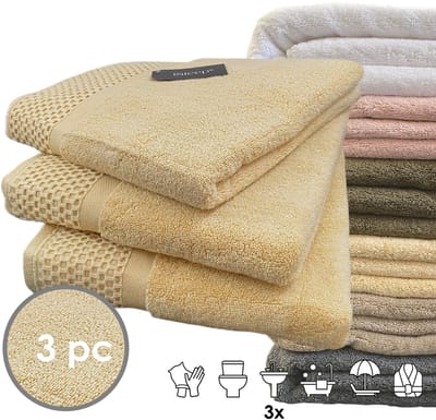 iSleep Deluxe Handdoek - 3 Stuks - 60x110 cm - Beige