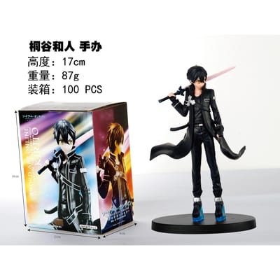 17CM Kirito Figuur Sword Art Online Anime Schattige Staande Houding Model Bureau Speelgoed Poppetje Cool Cadeau Verzameling Ornamenten PVC with box black