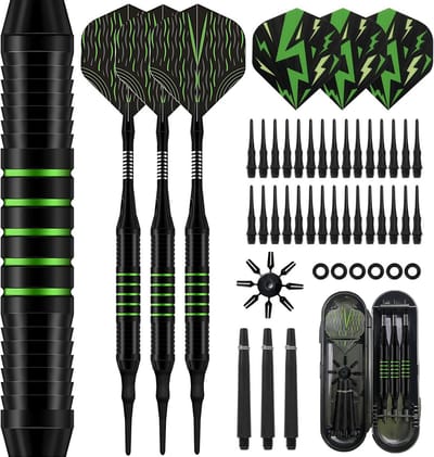 3 Stuks Softdarts Set 18g - Compleet met Kunststof Punten, Vluchten en Box