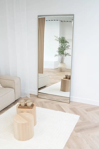 Nordic Style® Rechthoekige spiegel 210x90cm - Greige - Scandinavische Spiegels - Vierkant - Pas spiegel - Staande spiegel - Kleedkamer spiegel - Pas