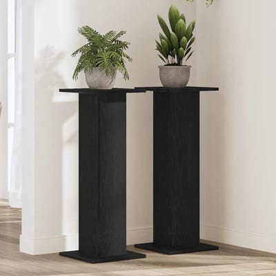 vidaXL - Plantenstand - 2 - st - Zwart - Eiken - 30 - x - 30 - x - 80 - cm - Bewerkt - hout