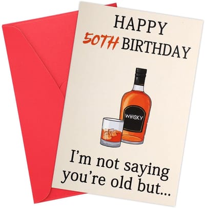 Dailygoods- Verjaardagskaart Grappig Thema - Whiskey Verjaardagskaart - Veelkleurig Karton - Inclusief Envelop - 20,6 x 13,5 cm - Perfect Cadeau voor Mannen/Vrouwen - Wenskaart