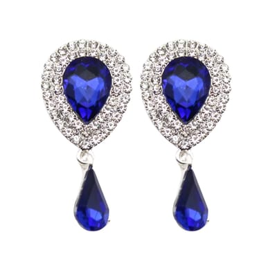 Clip oorbellen- Royal- blauw- strass-geen gaatje- Charme Bijoux